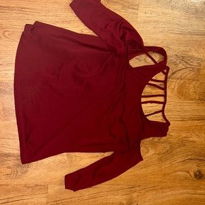 Rue 21 shirt, size small, off the shoulder burgundy